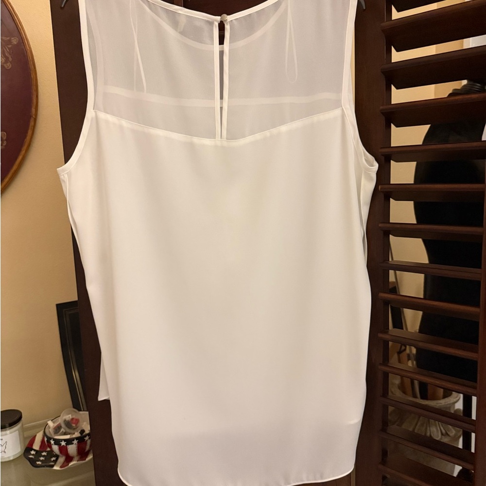 Camuto Sheer White Blouse, XL - Picture 2 of 3